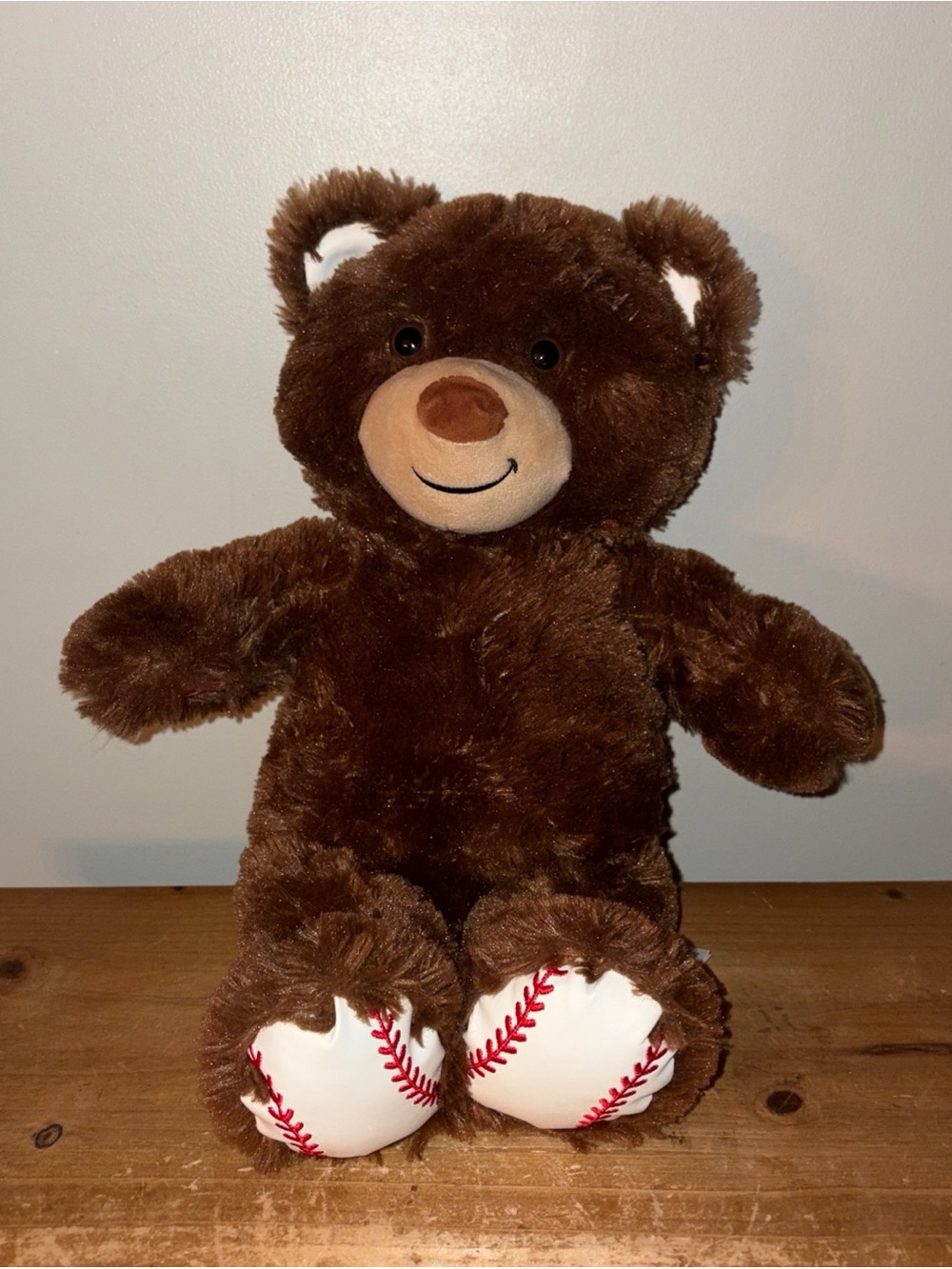 Build a Bear Brown Teddy Bear with Baseball Paw Accents - Softball